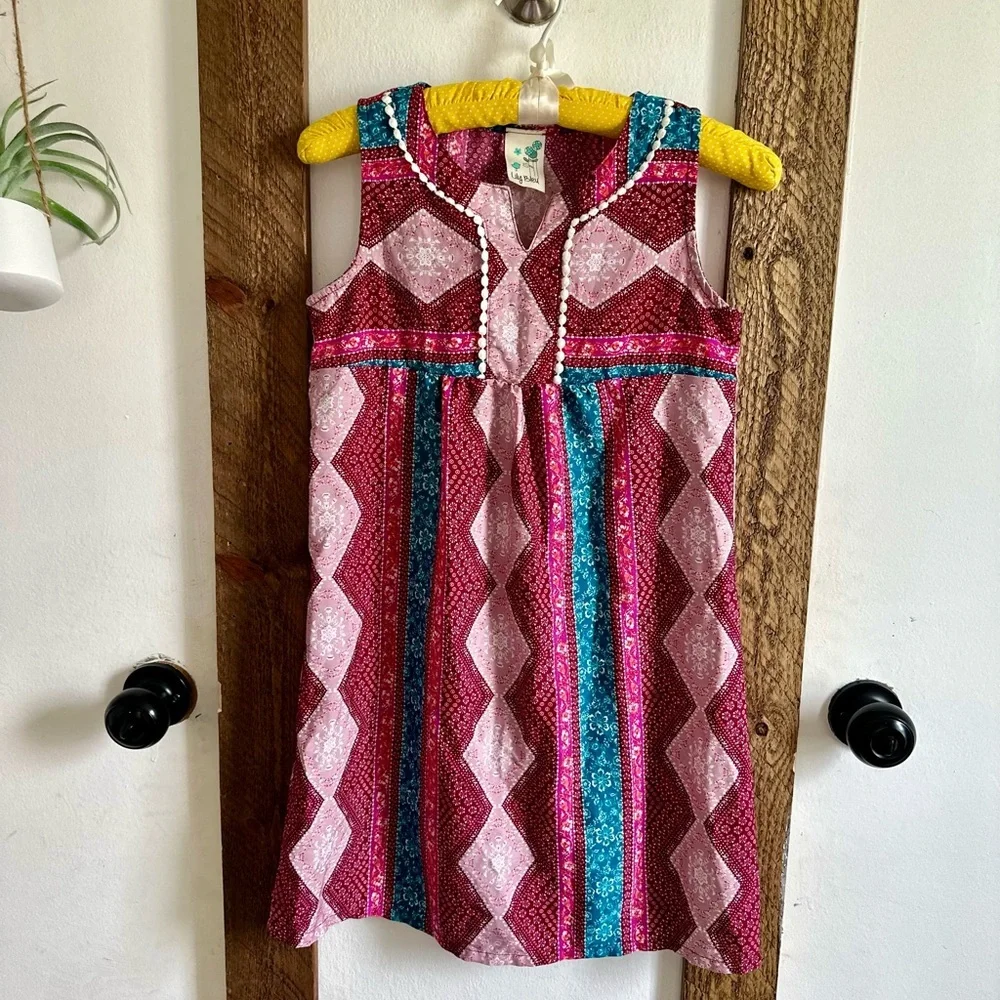 Lily Bleu Boutique Boho Sleeveless Mixed Media Tassel Girls 12 Dress - Picture 1 of 15